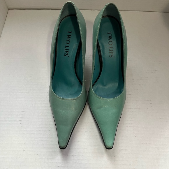 TWO LIPS TEAL GREEN PUMPS - Picture 2 of 11